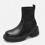 Botas de Cano Curto Slip-On Modernas para Mulheres Preto