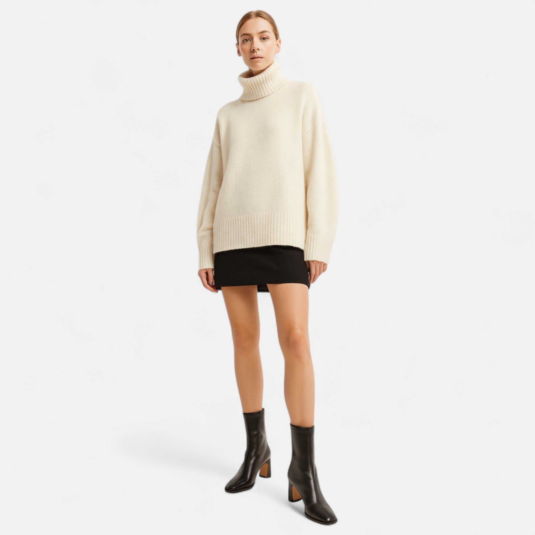Botas de Cano Curto Vintage de Bico Quadrado para Mulheres