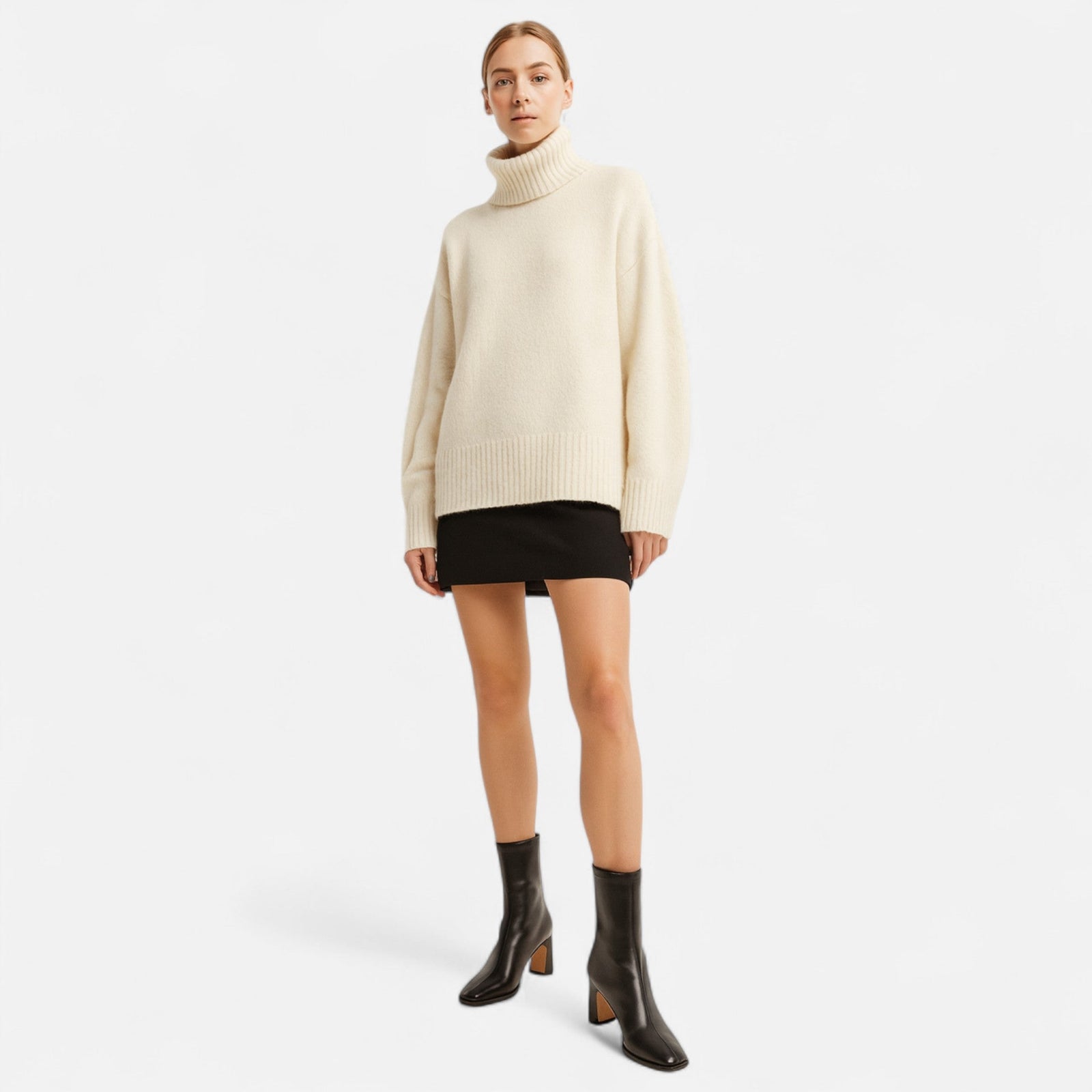 Botas de Cano Curto Vintage de Bico Quadrado para Mulheres