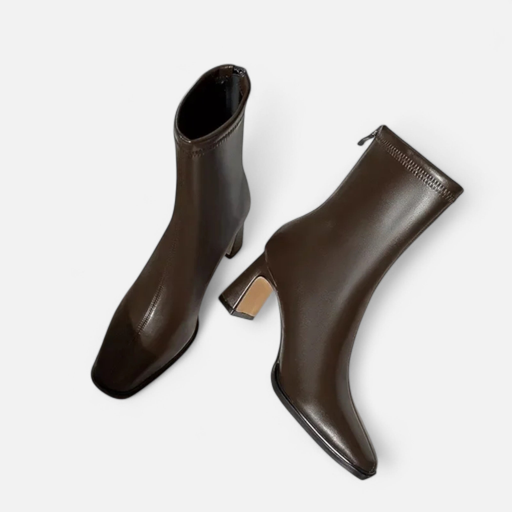 Botas de Cano Curto Vintage de Bico Quadrado para Mulheres