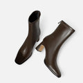 Botas de Cano Curto Vintage de Bico Quadrado para Mulheres