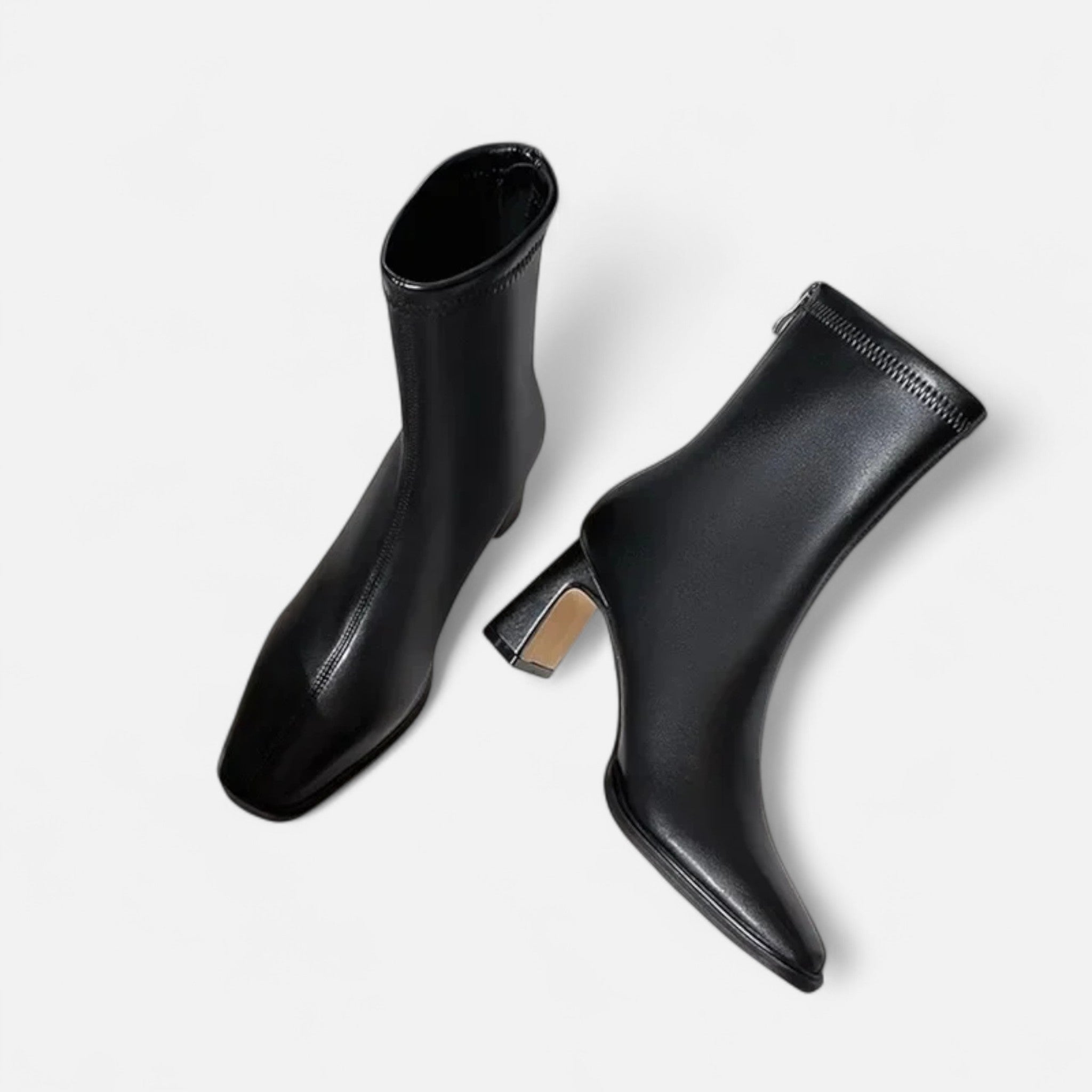 Botas de Cano Curto Vintage de Bico Quadrado para Mulheres