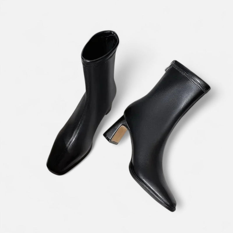 Botas de Cano Curto Vintage de Bico Quadrado para Mulheres