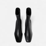 Botas de Cano Curto Vintage de Bico Quadrado para Mulheres