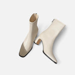 Botas de Cano Curto Vintage de Bico Quadrado para Mulheres