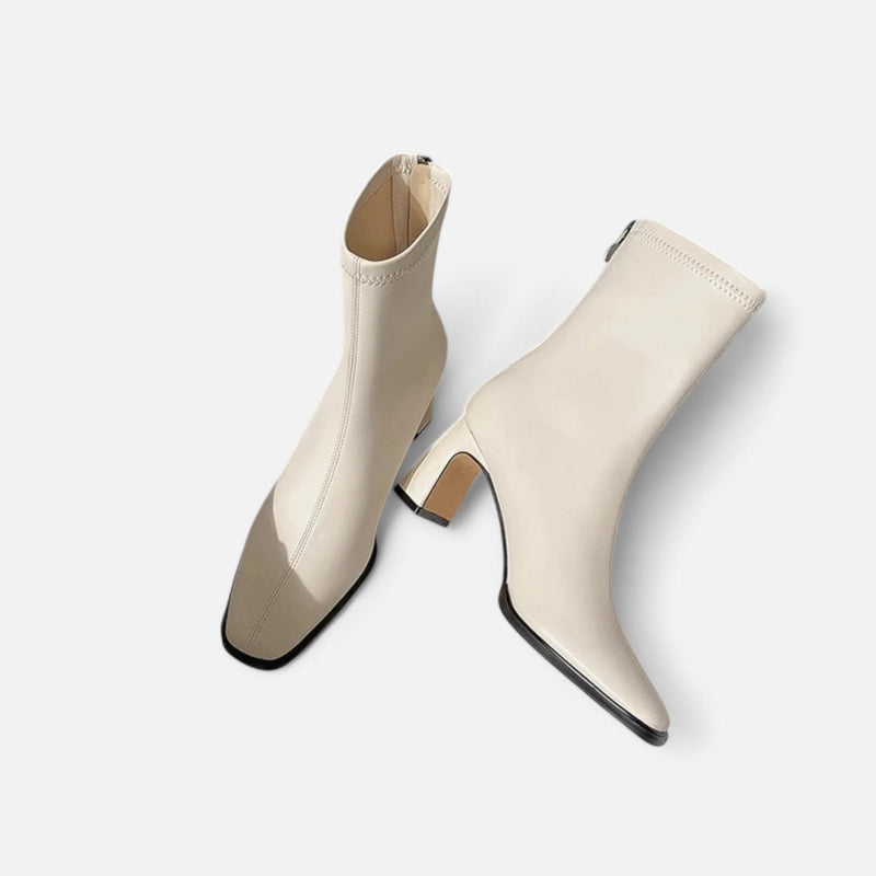 Botas de Cano Curto Vintage de Bico Quadrado para Mulheres