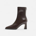 Botas de Cano Curto Vintage de Bico Quadrado para Mulheres