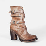 Botas de Couro Femininas até o Joelho – Elegância do Patrimônio de Inverno Caqui