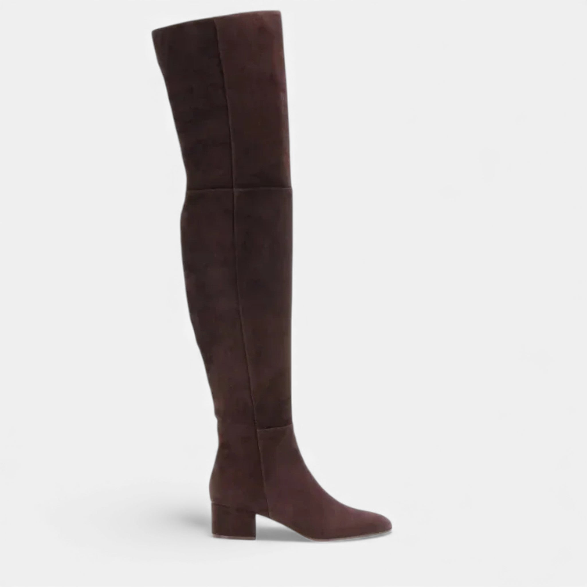 Botas de Inverno em Camurça Sintética para Mulheres, Acima do Joelho Burgundy
