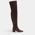Botas de Inverno em Camurça Sintética para Mulheres, Acima do Joelho Burgundy