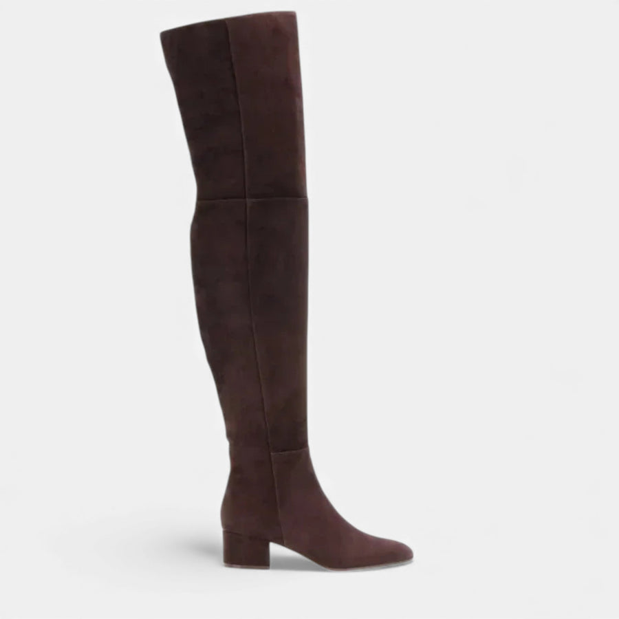 Botas de Inverno em Camurça Sintética para Mulheres, Acima do Joelho Burgundy