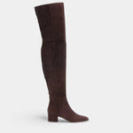 Botas de Inverno em Camurça Sintética para Mulheres, Acima do Joelho Burgundy