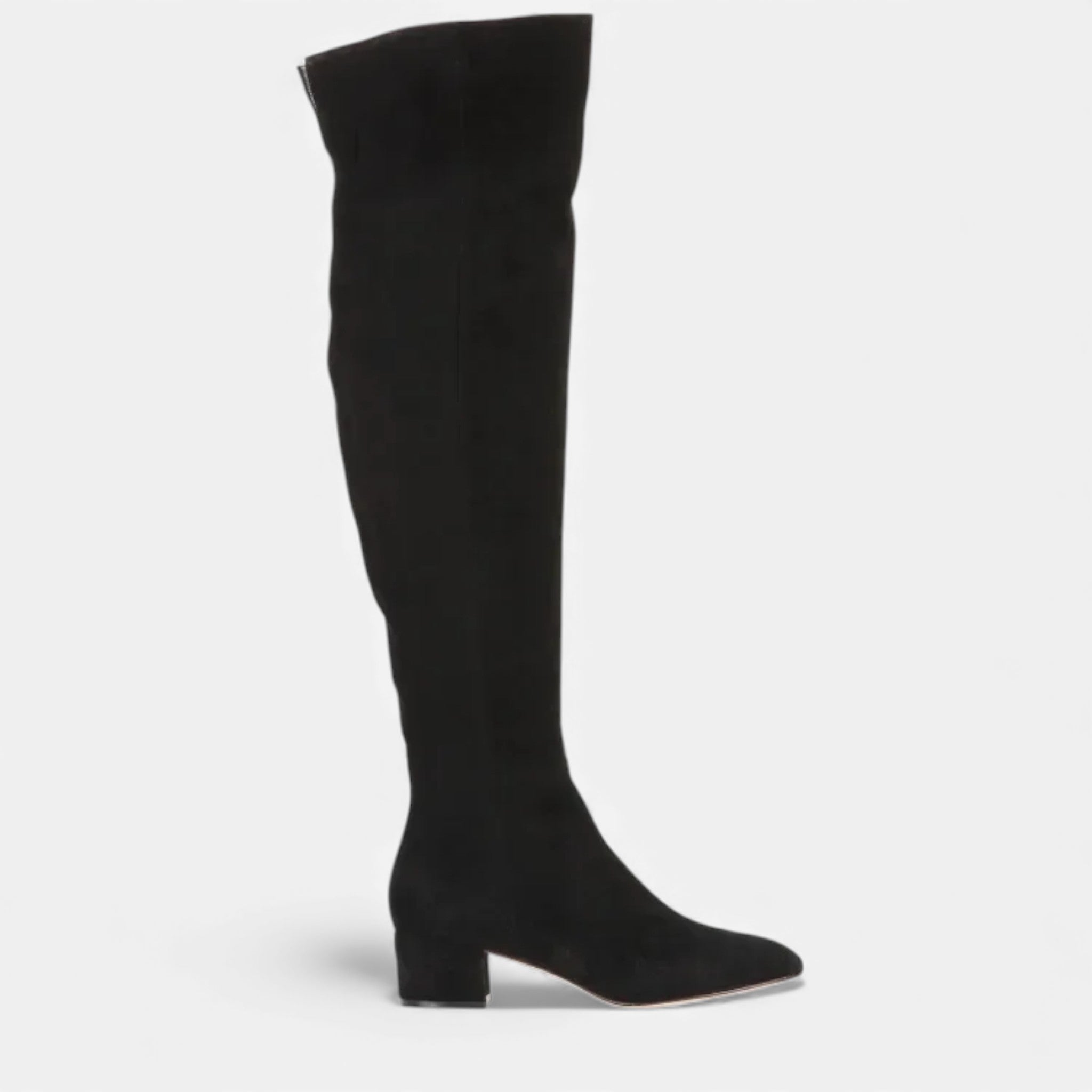 Botas de Inverno em Camurça Sintética para Mulheres, Acima do Joelho Preto