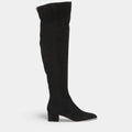 Botas de Inverno em Camurça Sintética para Mulheres, Acima do Joelho Preto