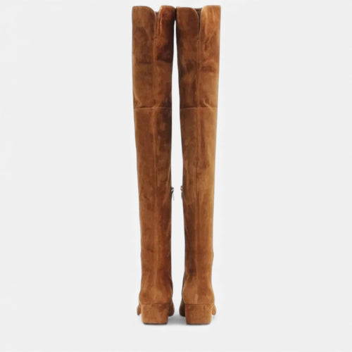 Botas de Inverno em Camurça Sintética para Mulheres, Acima do Joelho