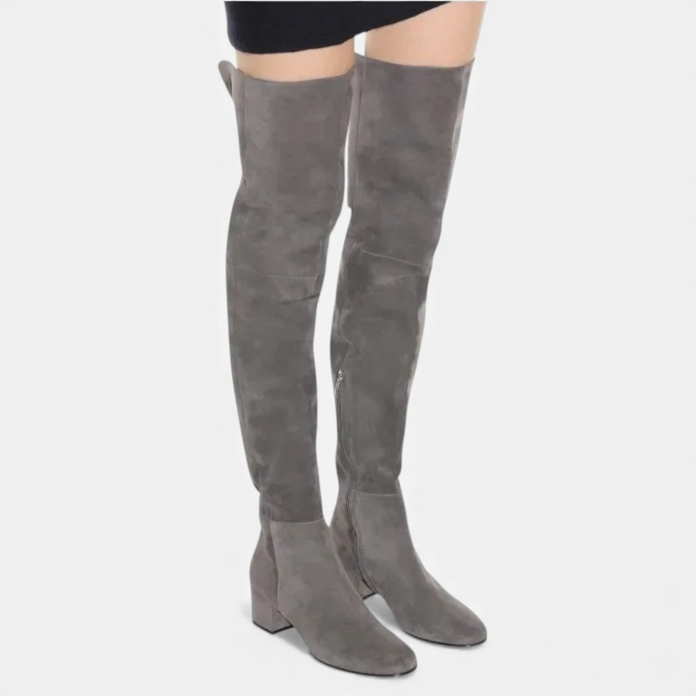 Botas de Inverno em Camurça Sintética para Mulheres, Acima do Joelho