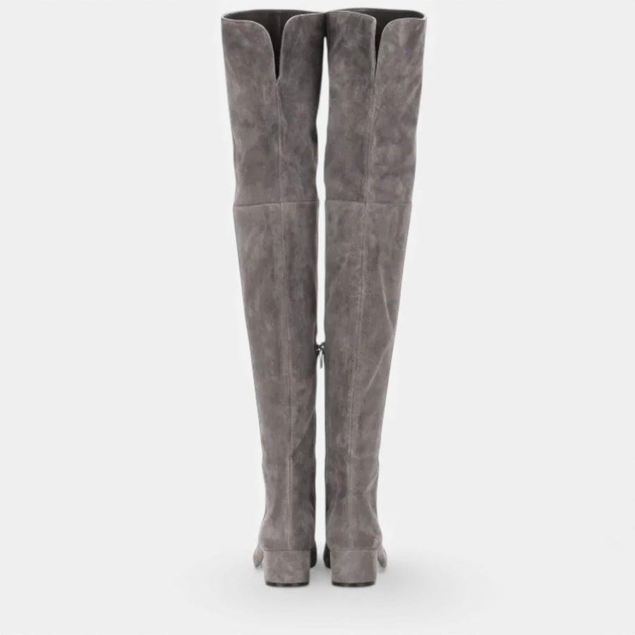 Botas de Inverno em Camurça Sintética para Mulheres, Acima do Joelho
