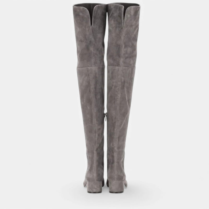 Botas de Inverno em Camurça Sintética para Mulheres, Acima do Joelho