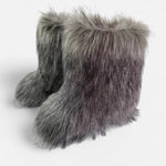 Botas de Pelúcia Sintética | Conforto Luxuoso para o Inverno Cinza