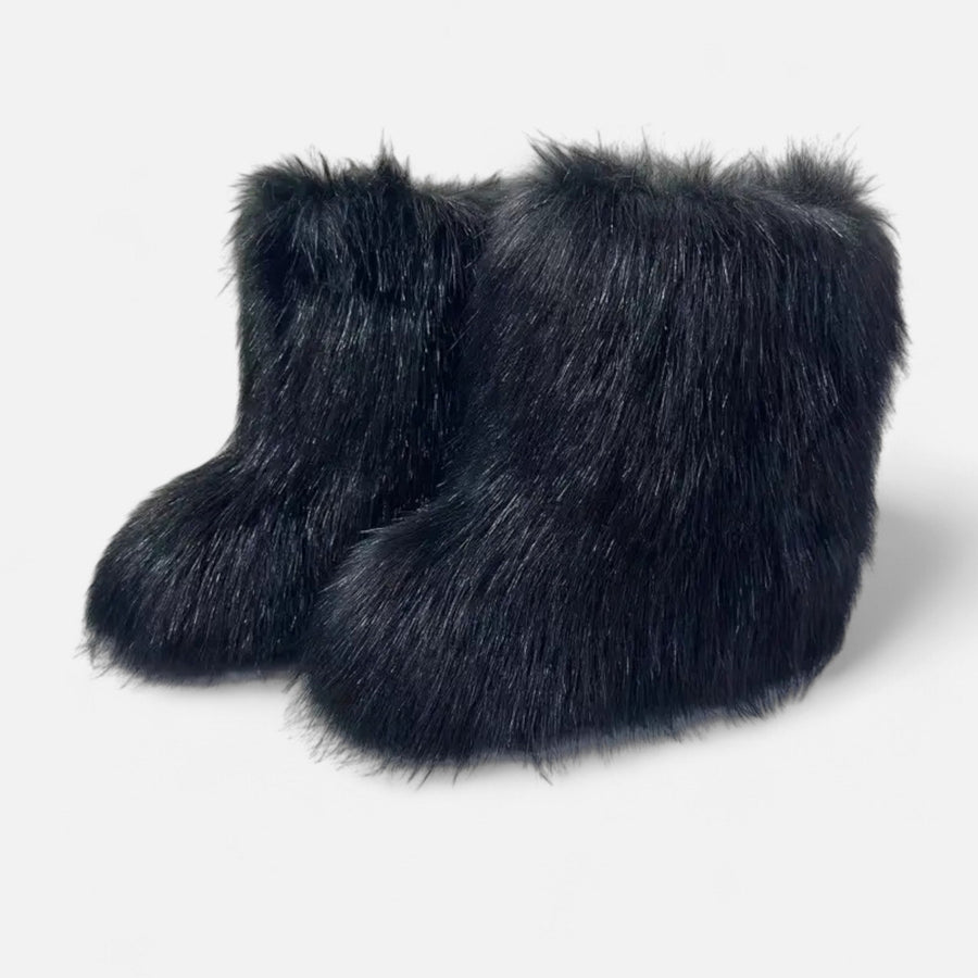 Botas de Pelúcia Sintética | Conforto Luxuoso para o Inverno Preto