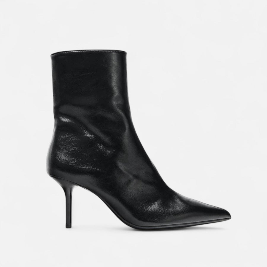 Botas de Salto Alto com Bico Fino para Mulheres – Elegância Retro Luxuosa