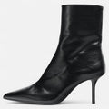 Botas de Salto Alto com Bico Fino para Mulheres – Elegância Retro Luxuosa
