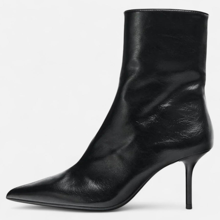 Botas de Salto Alto com Bico Fino para Mulheres – Elegância Retro Luxuosa