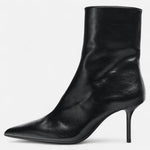 Botas de Salto Alto com Bico Fino para Mulheres – Elegância Retro Luxuosa