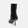 Botas de Salto Alto com Bico Fino para Mulheres – Elegância Retro Luxuosa
