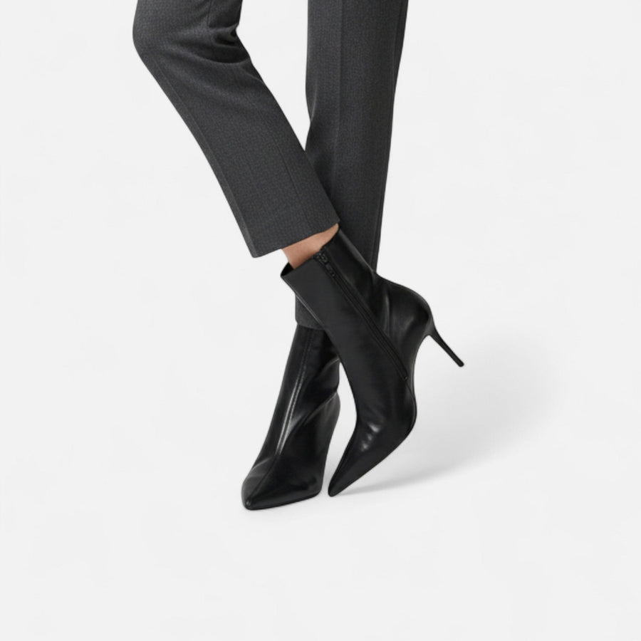 Botas de Salto Alto com Bico Fino para Mulheres – Elegância Retro Luxuosa