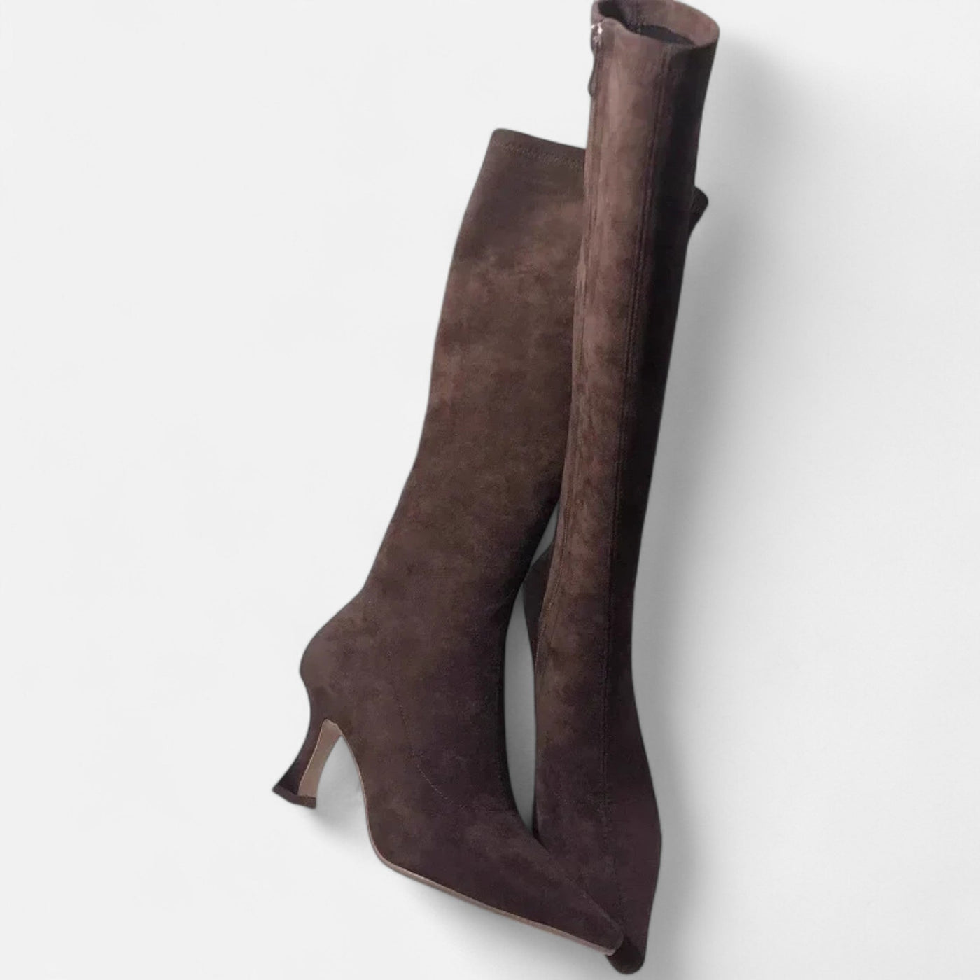 Botas de Salto Alto em Camurça para Mulheres Marrom
