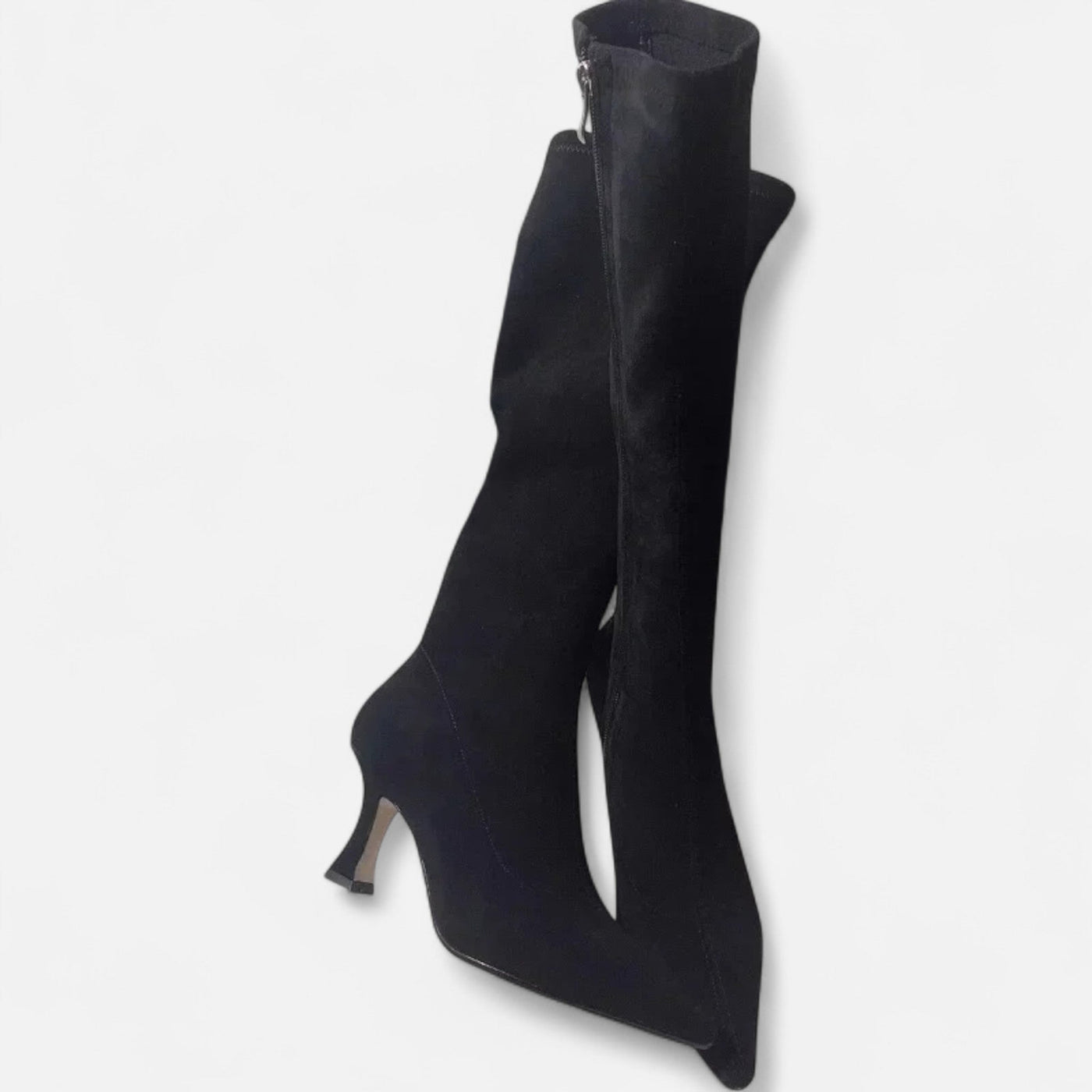 Botas de Salto Alto em Camurça para Mulheres Preto
