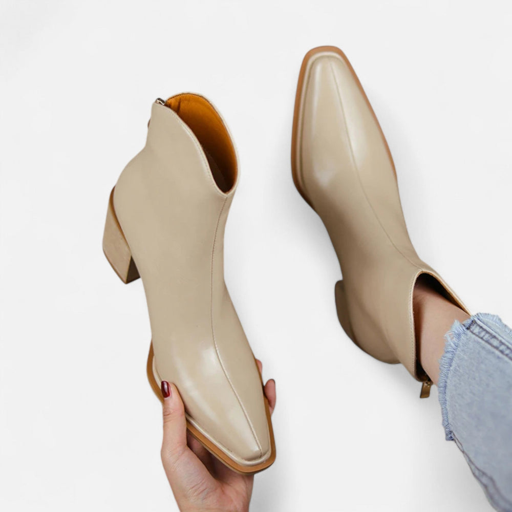 Botas de Salto Alto em Couro PU com Bico Fino para Mulheres