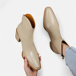 Botas de Salto Alto em Couro PU com Bico Fino para Mulheres