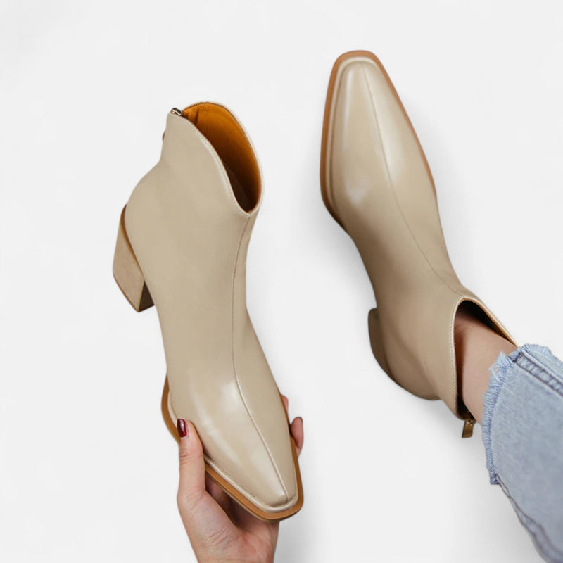 Botas de Salto Alto em Couro PU com Bico Fino para Mulheres
