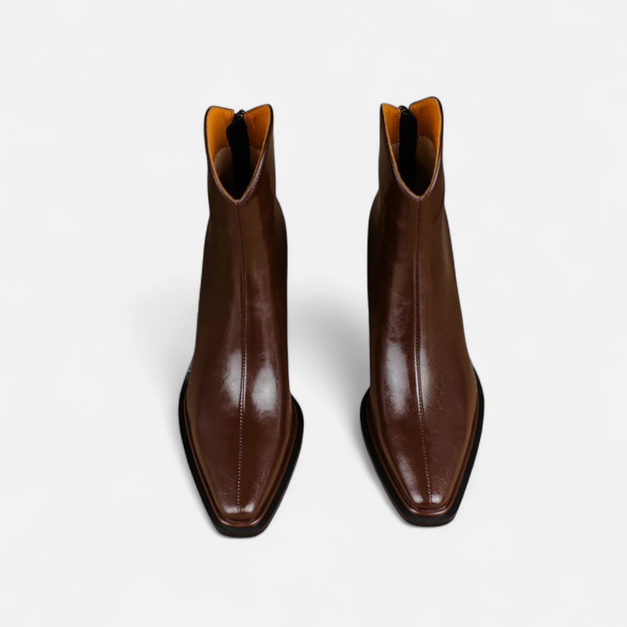 Botas de Salto Alto em Couro PU com Bico Fino para Mulheres