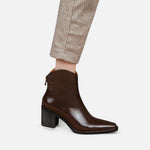 Botas de Salto Alto em Couro PU com Bico Fino para Mulheres