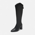 Botas de Salto Alto para Mulheres com Zíper até o Joelho Preto