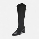 Botas de Salto Alto para Mulheres com Zíper até o Joelho Preto