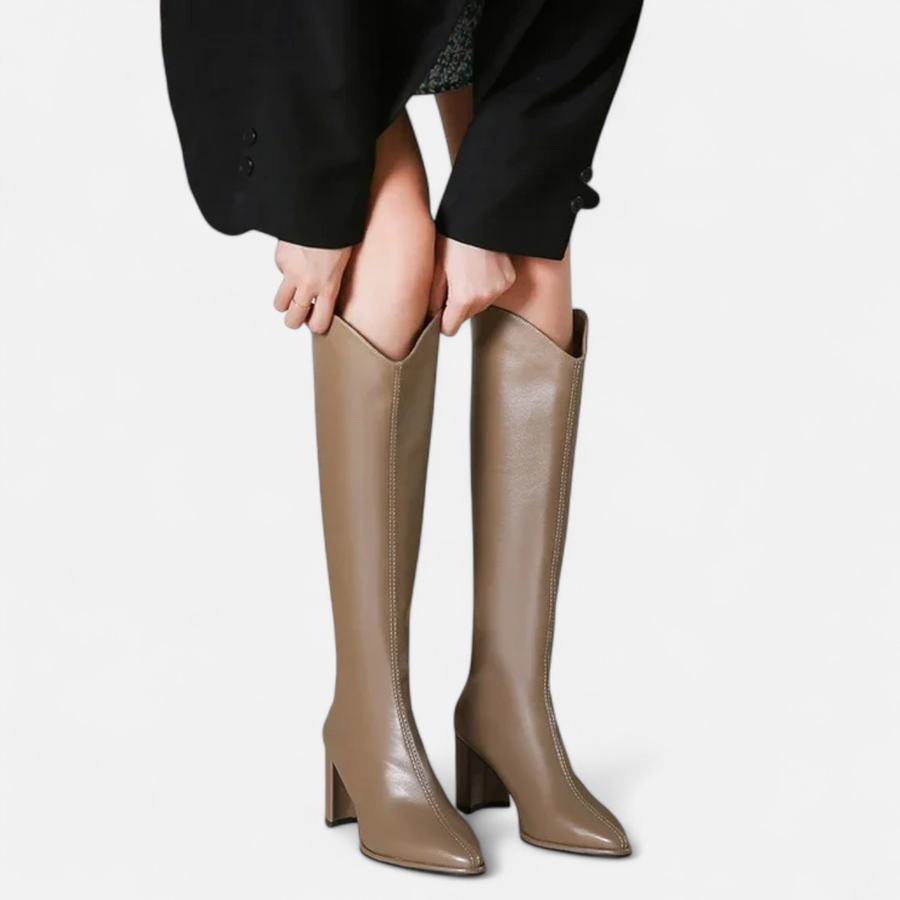 Botas de Salto Alto para Mulheres com Zíper até o Joelho