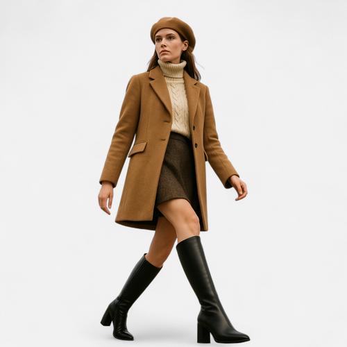 Botas de Salto Alto para Mulheres com Zíper até o Joelho