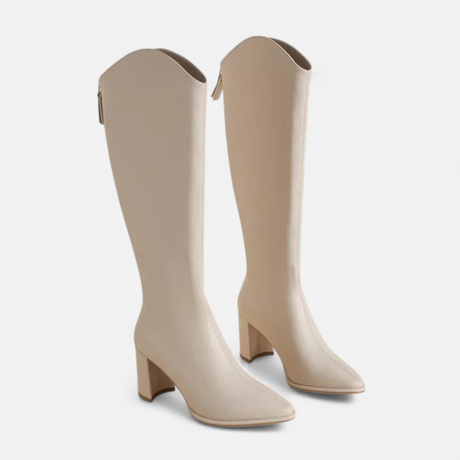 Botas de Salto Alto para Mulheres com Zíper até o Joelho