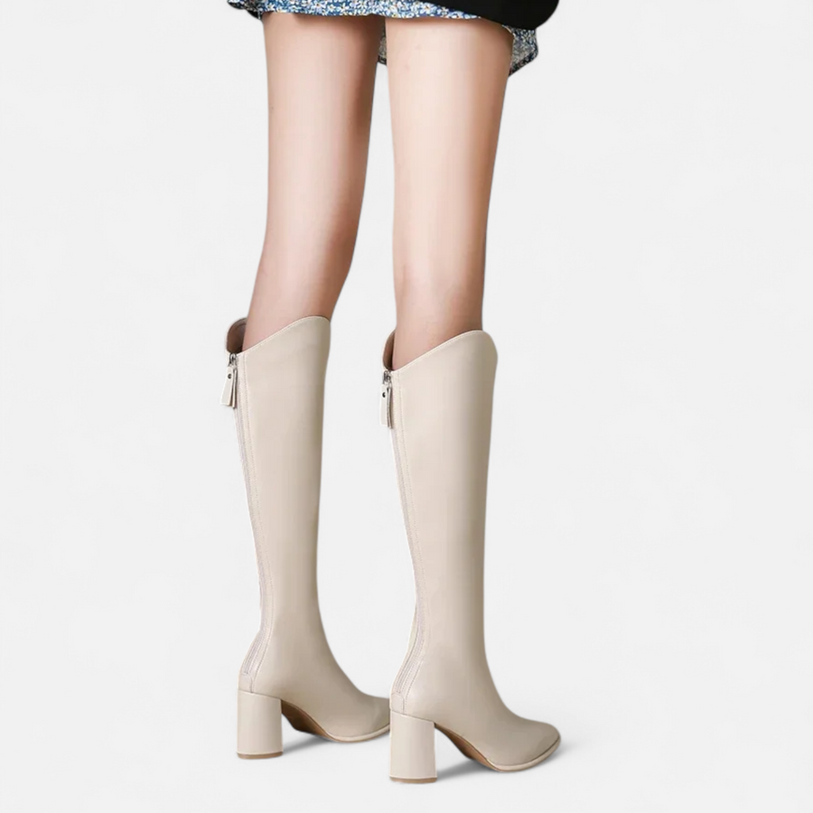 Botas de Salto Alto para Mulheres com Zíper até o Joelho