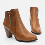 Botas de Salto com Zíper Retro Femininas