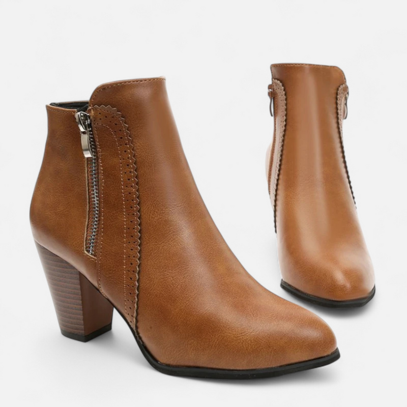 Botas de Salto com Zíper Retro Femininas