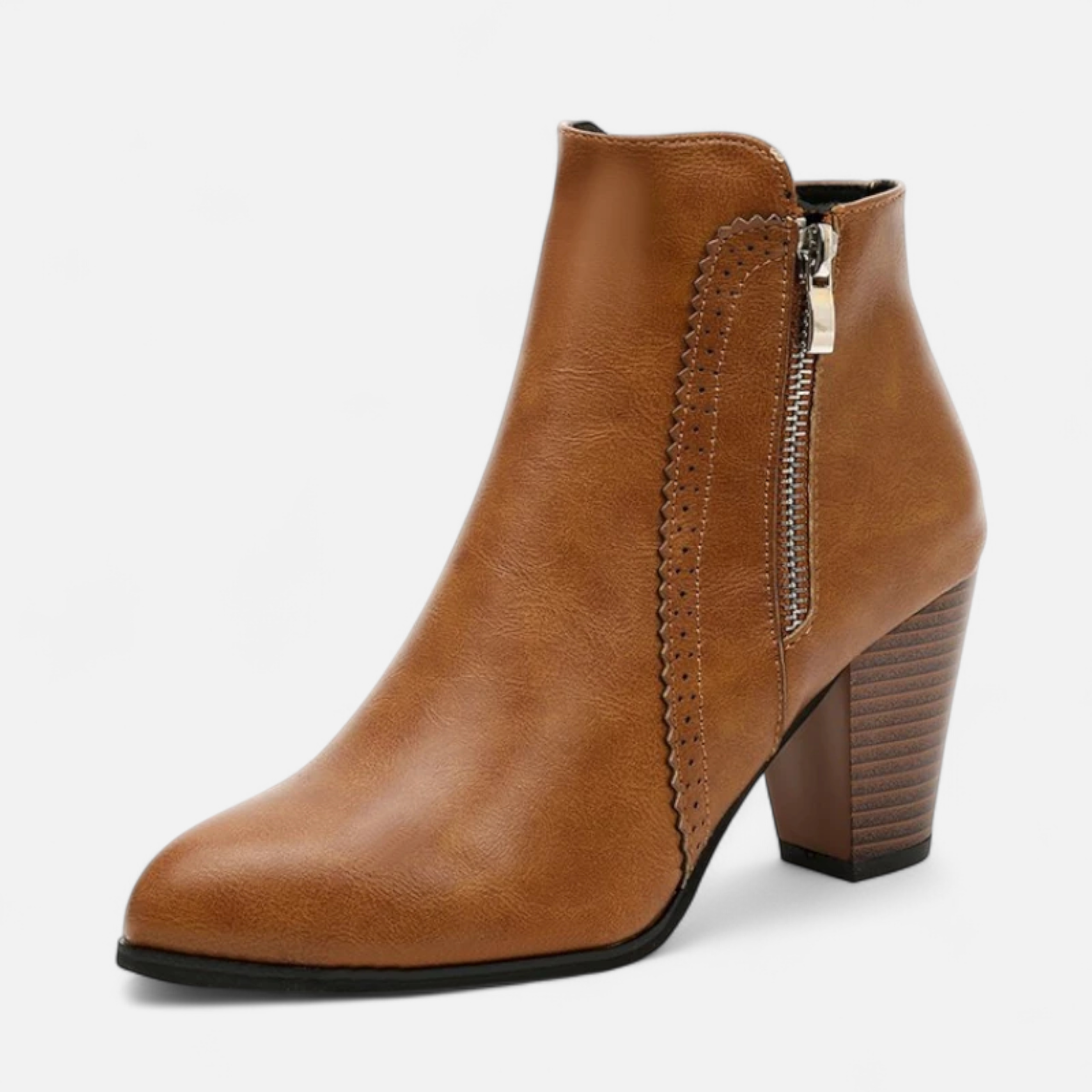Botas de Salto com Zíper Retro Femininas