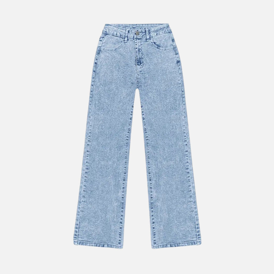 Calças Jeans Femininas Largas – Clássico Casual Sob Medida Azul Céu