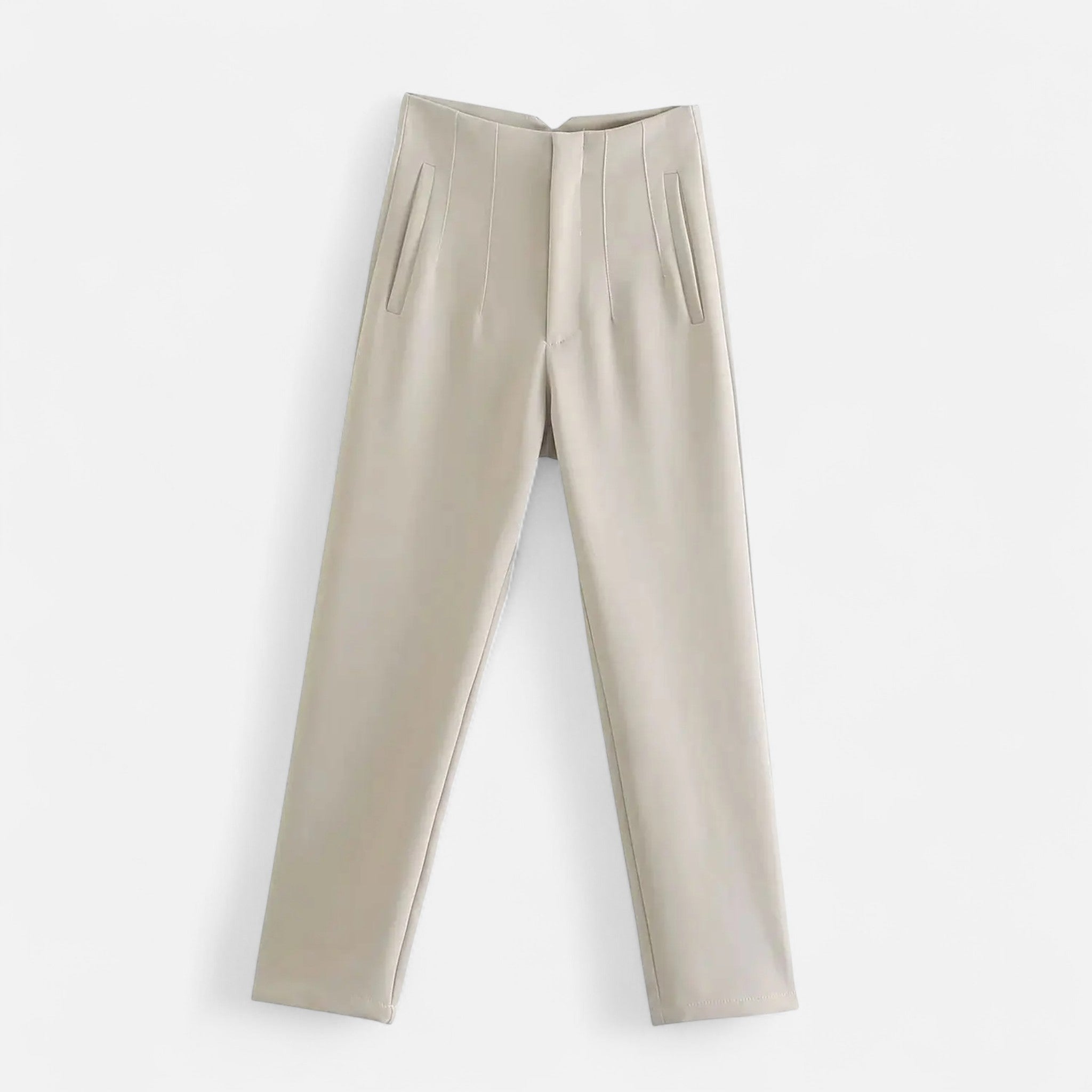 Calças Lápis Femininas de Cintura Alta - Estilo Elegante e Sofisticado Bege