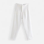 Calças Lápis Femininas de Cintura Alta - Estilo Elegante e Sofisticado Branco