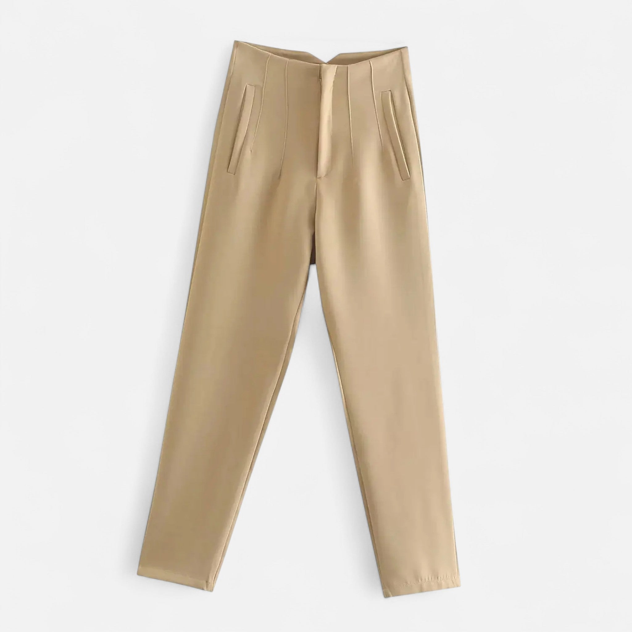 Calças Lápis Femininas de Cintura Alta - Estilo Elegante e Sofisticado Caqui